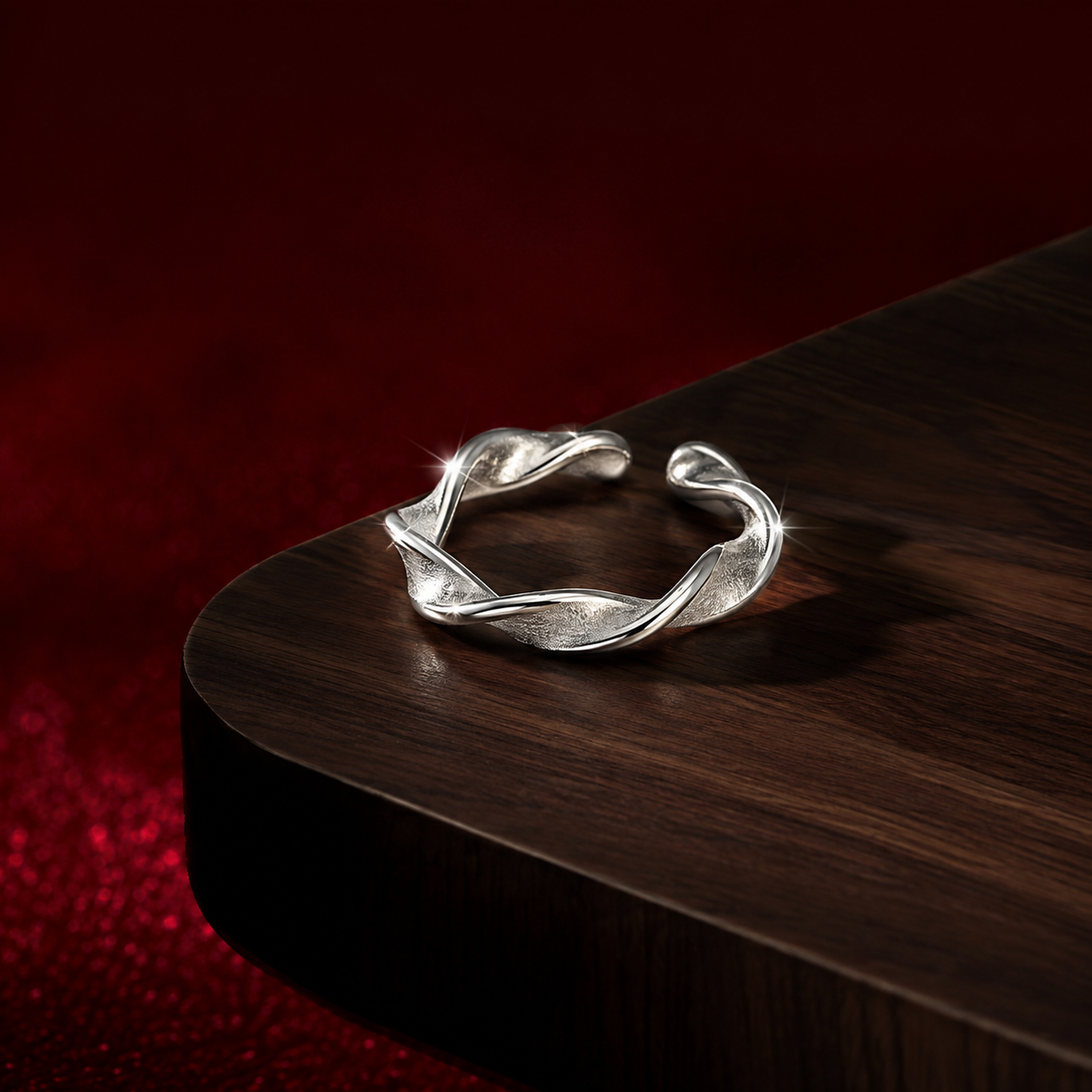 Silver Twisted Open Band Ring