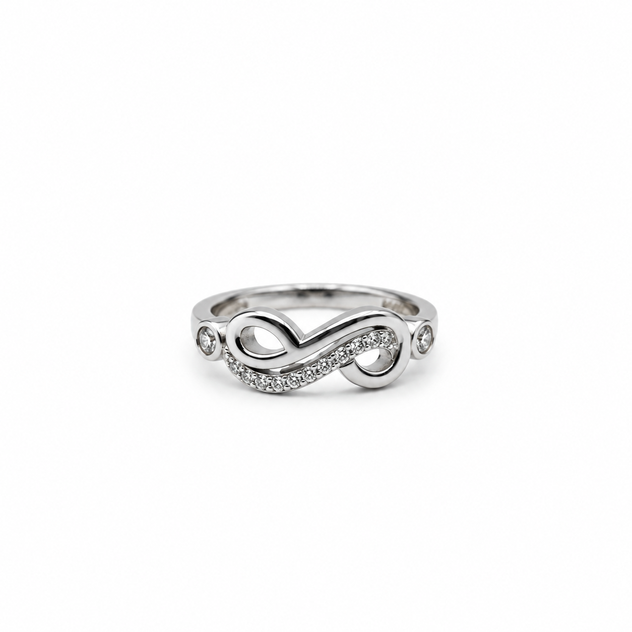 Silver Wave Band Pave Infinity Ring
