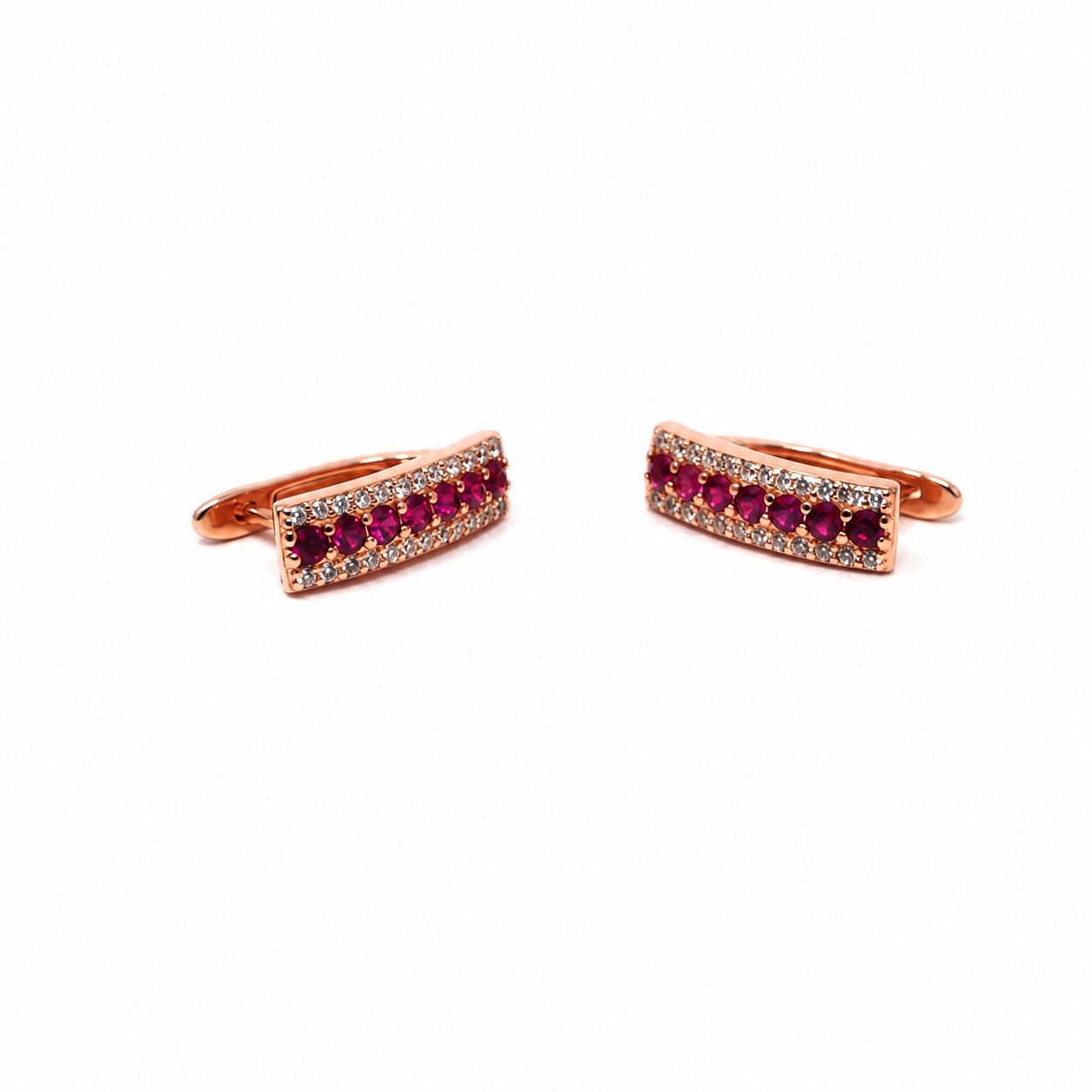 Silver Wide Pave Huggie Hoop Earrings