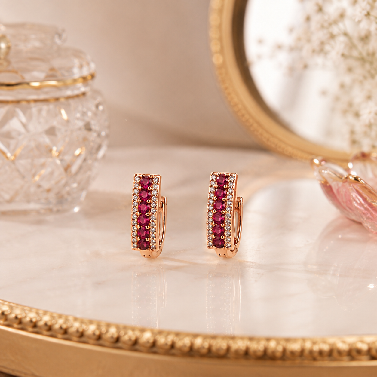 Silver Wide Pave Huggie Hoop Earrings