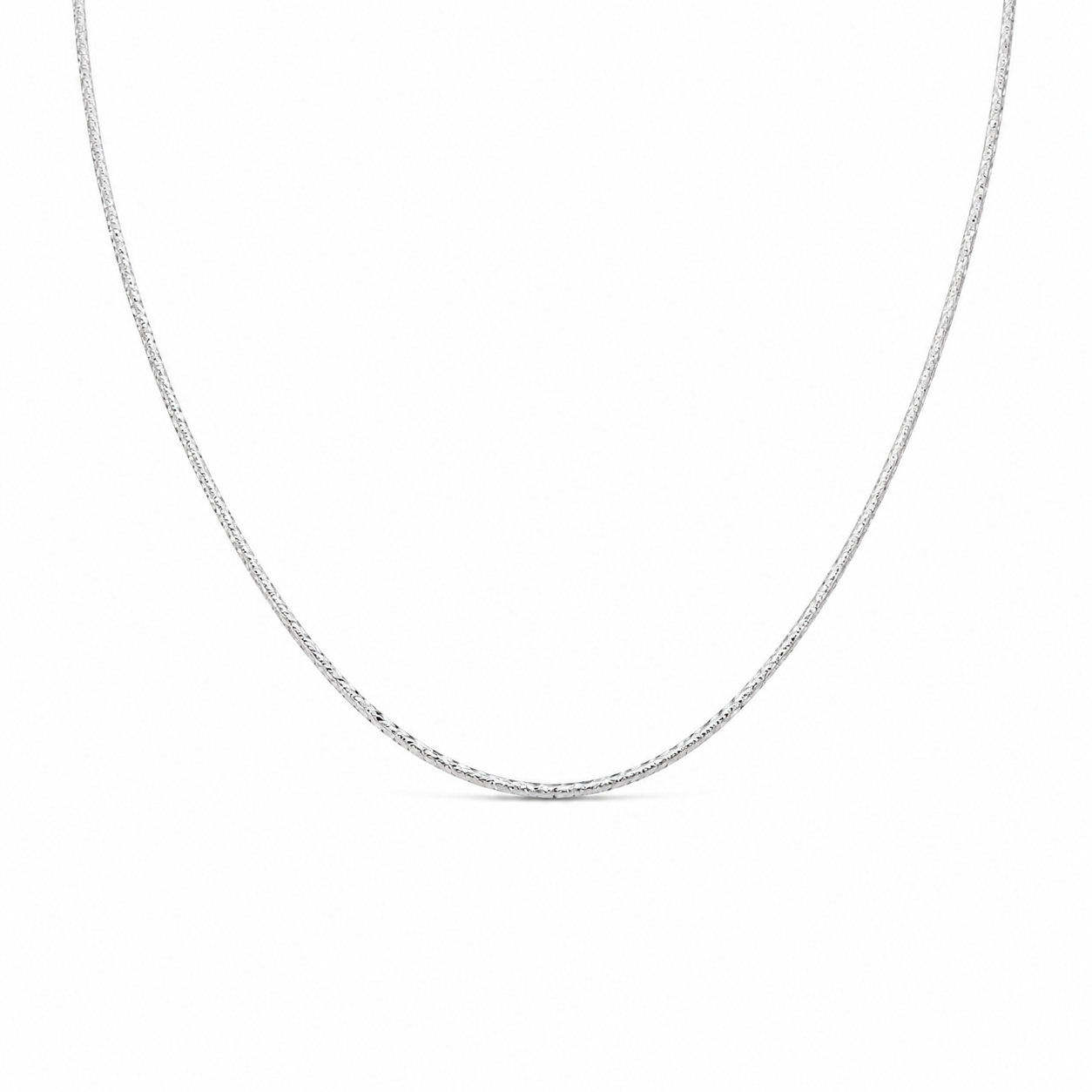 Isolated view of the Sparkling Diamond-Cut Thin Silver Chain against a white background