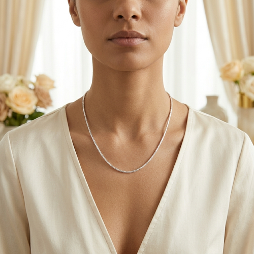 Sparkling Diamond-Cut Thin Silver Chain