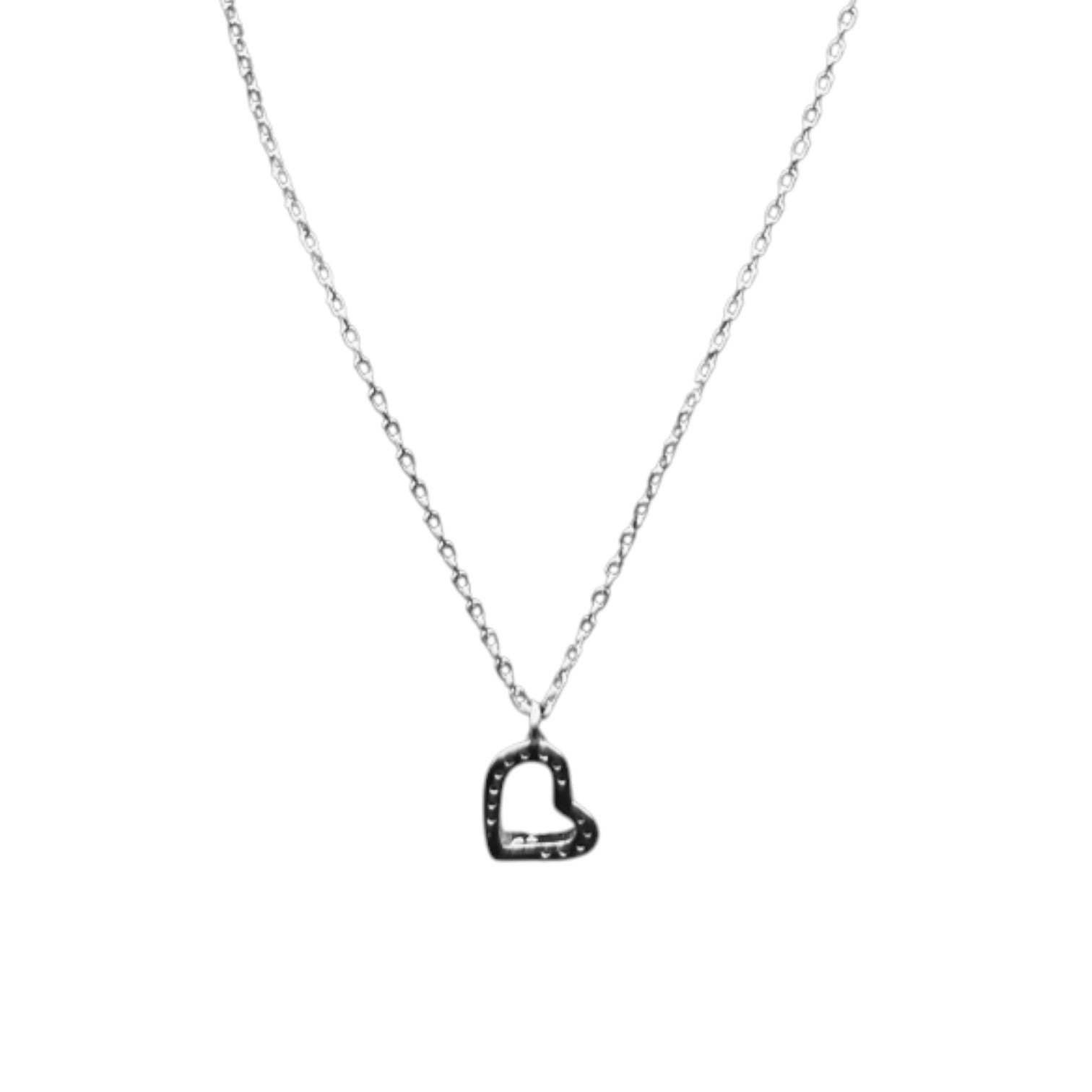 Sterling Silver Open Heart Pendant Necklace