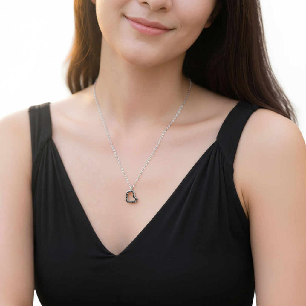 Sterling Silver Open Heart Pendant Necklace