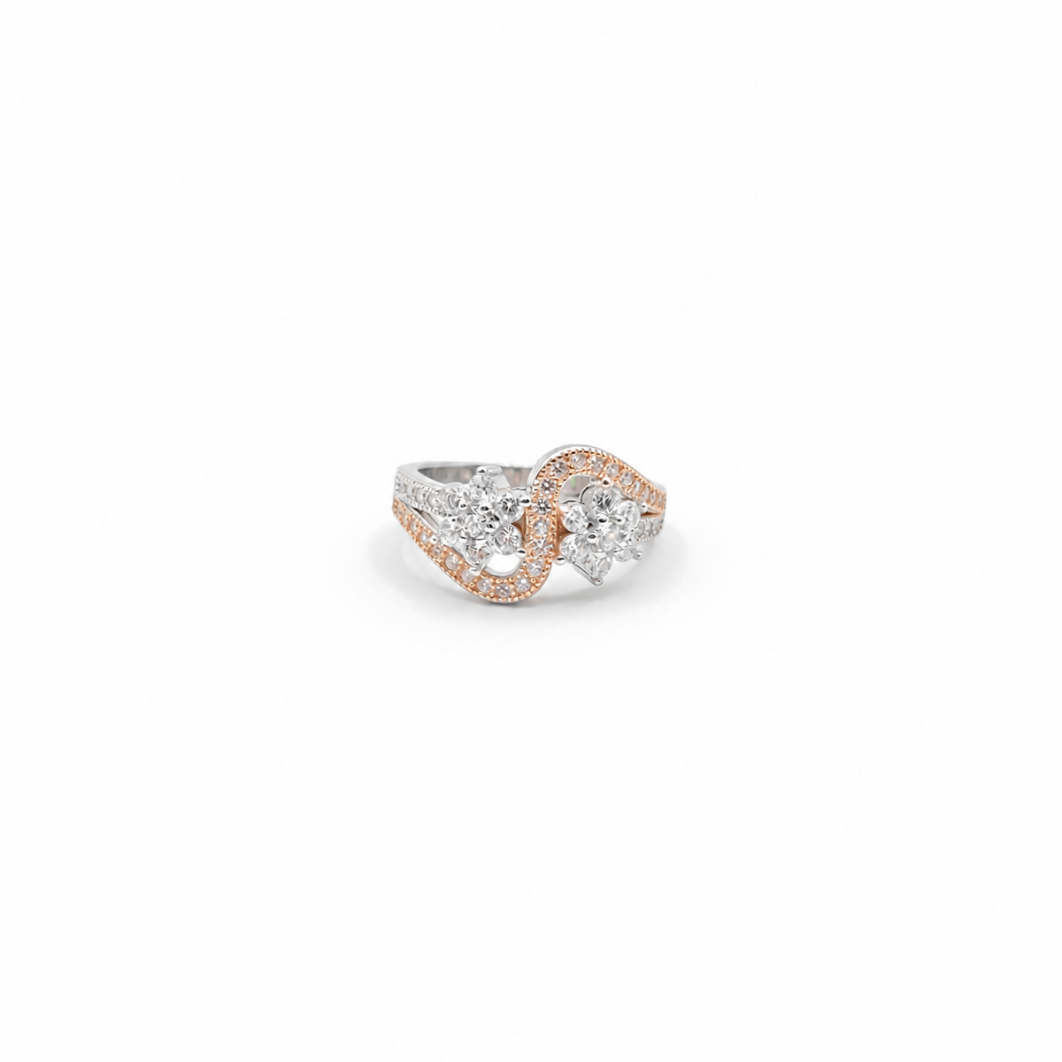 Two Tone Twin Stone Bypass Ring